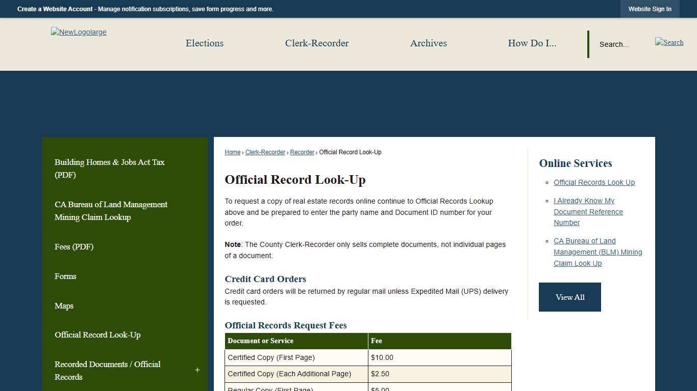 Official Record Look-Up | Butte County Clerk Recorder, CA